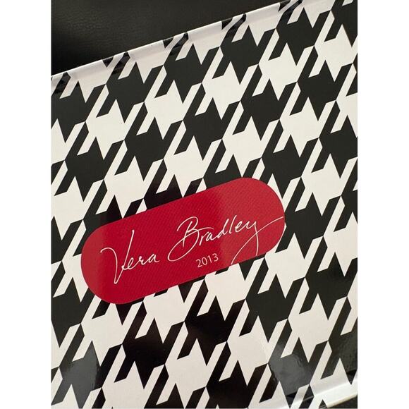 Vera Bradley 2013 Mod Floral Tin Recipe Hinged Box 5x8x3" Houndstooth Interior - Picture 4 of 7